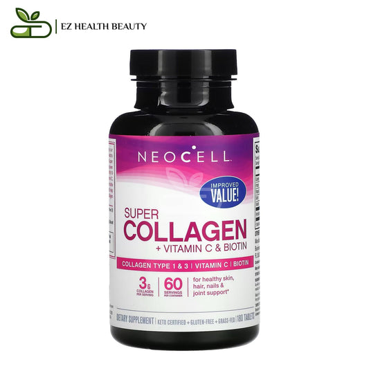 Super Collagen C and Biotin To support healthy skin, hair, nails and joints NeoCell 180 Tablets