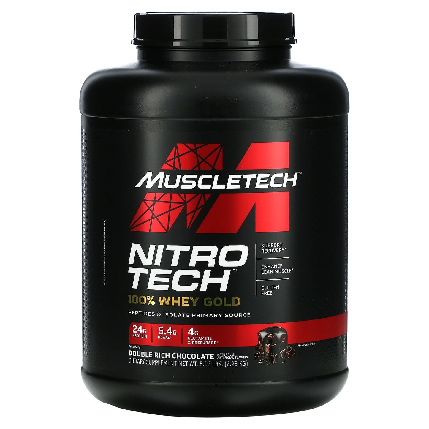 Nitro Tech 100 whey gold muscletech for muscle growth with double rich chocolate flavour - 5.03 lbs (2.28 kg)