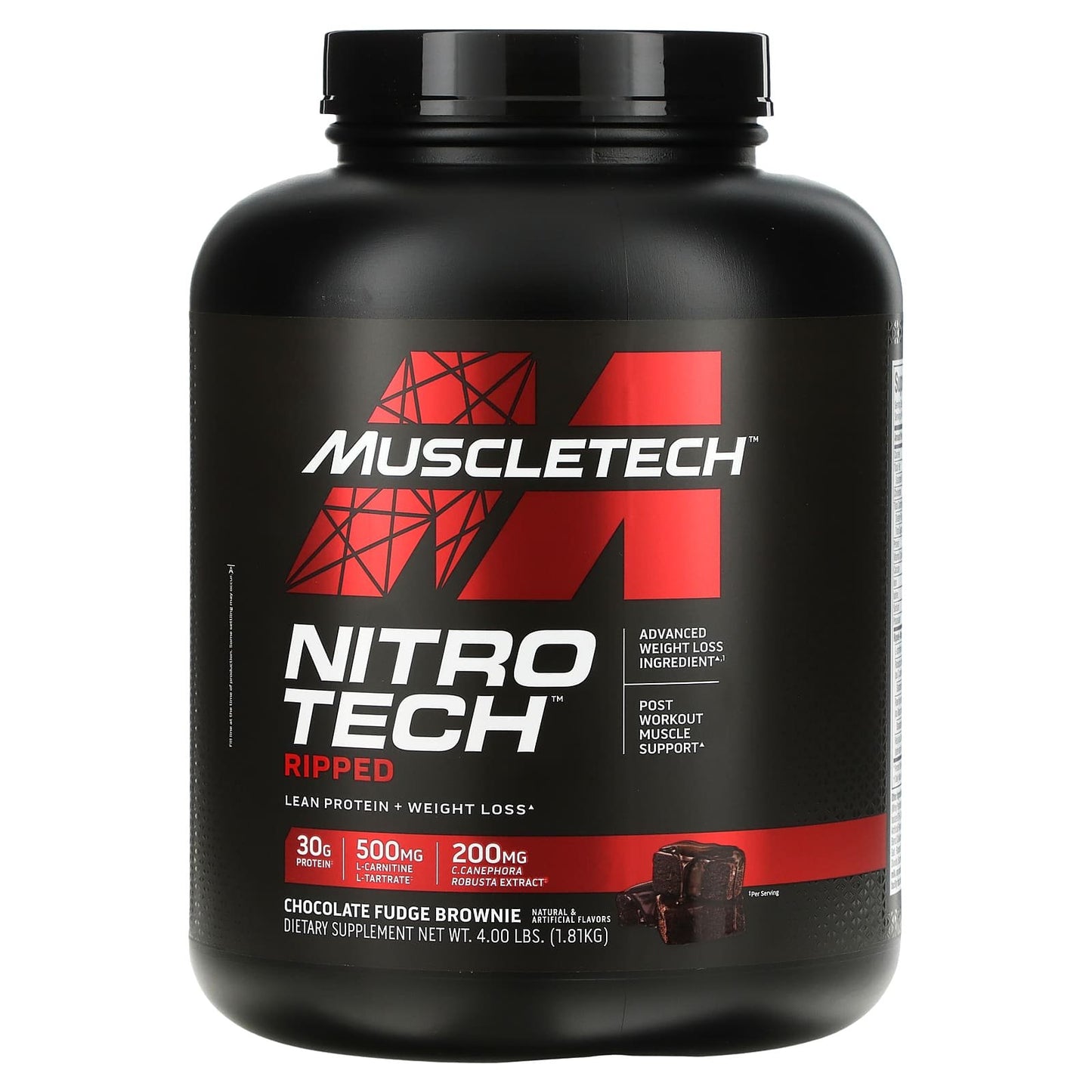 MuscleTech Nitrotech Ripped whey protein lean protein and weight loss with chocolate fudge brownie flavour - 4 lbs (1.81 kg)