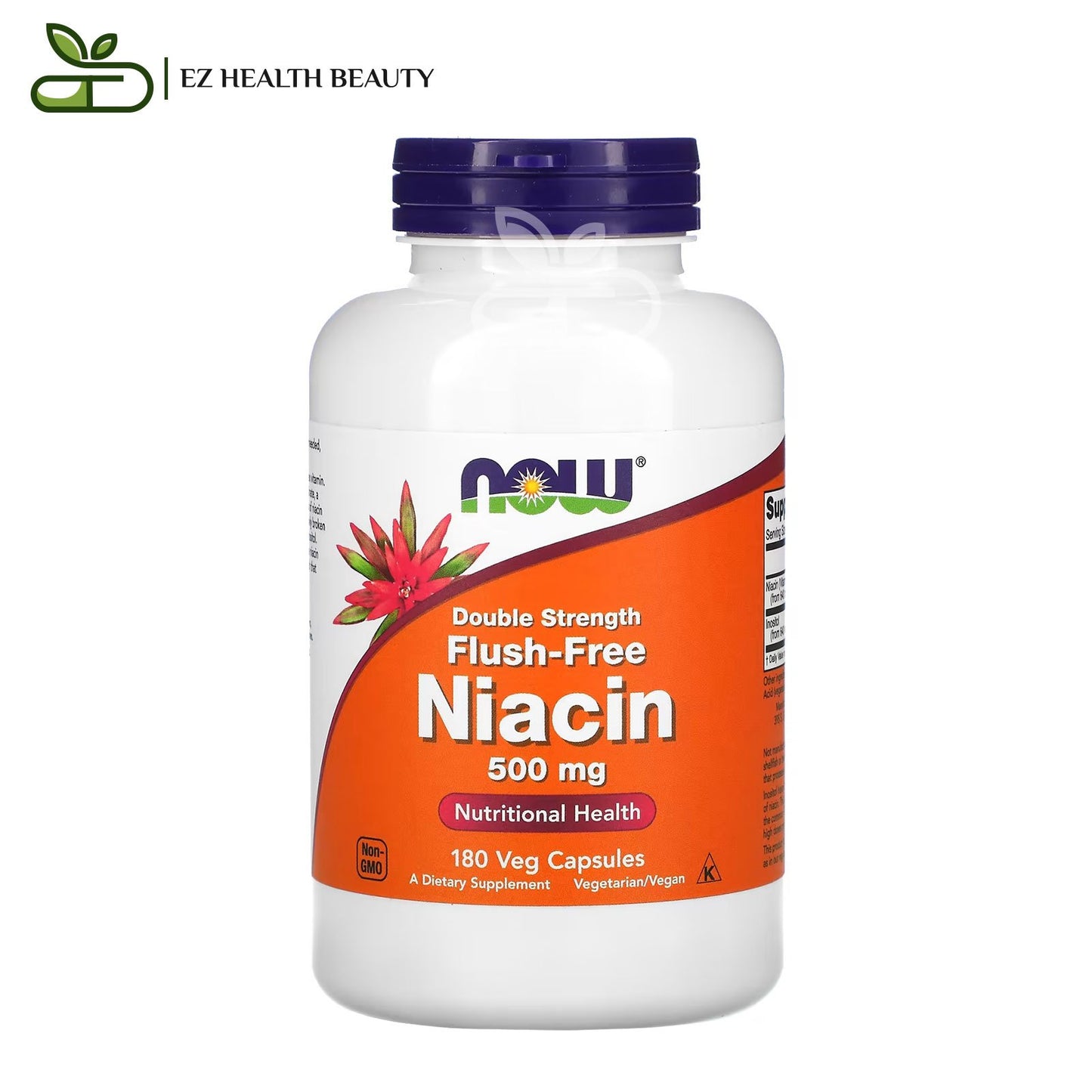 نياسين مع فلاش فري لتعزيز الصحة العامة Now Foods niacin 500 mg flush free عدد 180 كبسولة نباتية