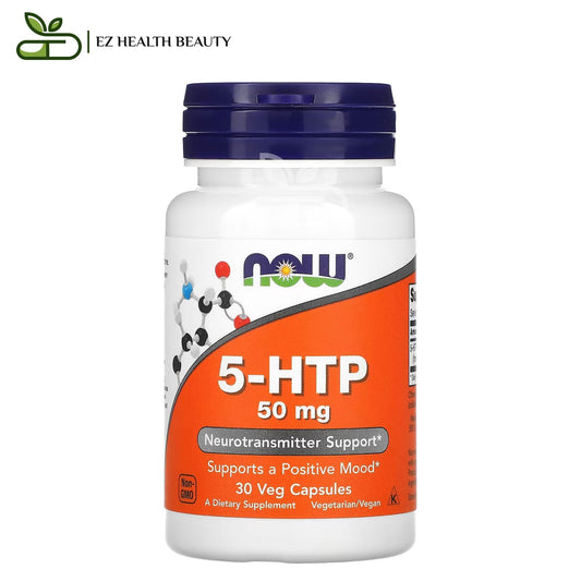 مكمل 5-htp لتحسين الحالة المزاجية Now foods 5 htp عدد 30 كبسولة بتركيز 50 ملجم