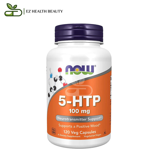 NOW Foods 5 HTP Capsules 100 mg, 120 Veg Capsules to relieve stress and anxiety