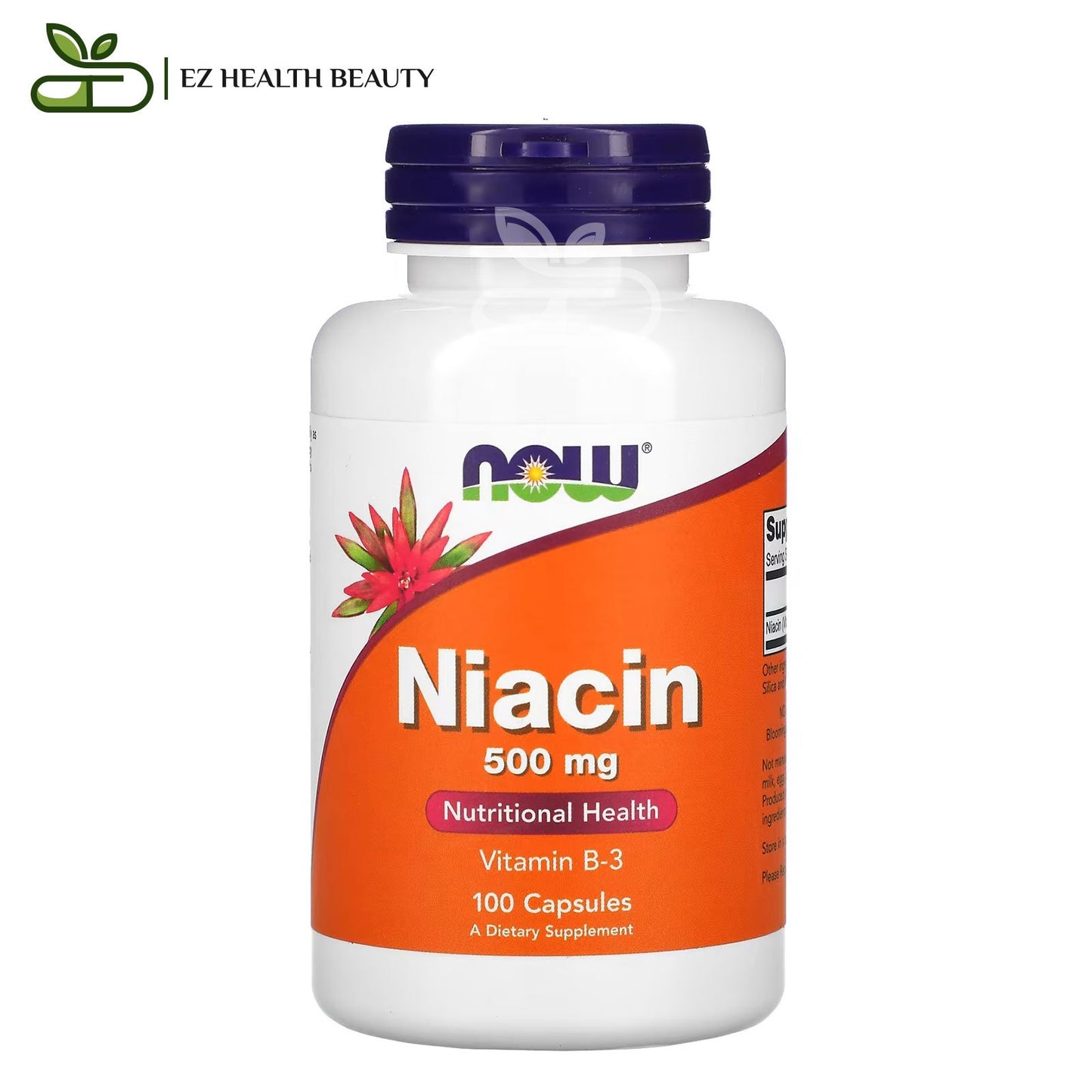 مكمل نياسين 500 لتعزيز صحة الجسم Now foods Niacin 500 mg عدد 100 كبسولة