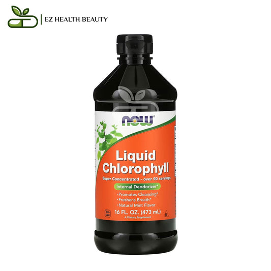 شراب liquid chlorophyll الكلوروفيل السائل نكهة النعناع للتخلص من السموم 473 مل Now foods liquid chlorophyll