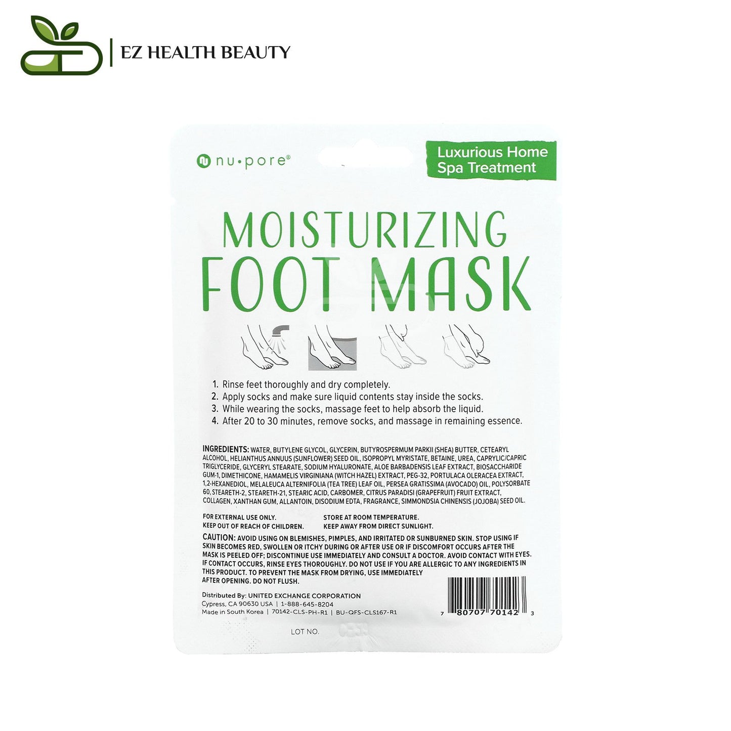 ماسك ترطيب القدمين زوج واحد Moisturizing Foot Mask Nu-Pore