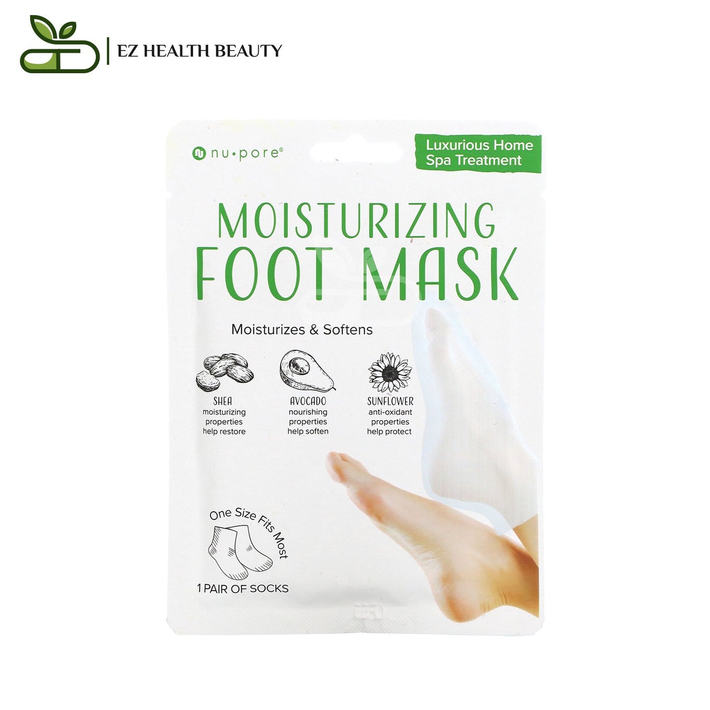 Nu-Pore Moisturizing Foot Mask 1 Pair Of Socks