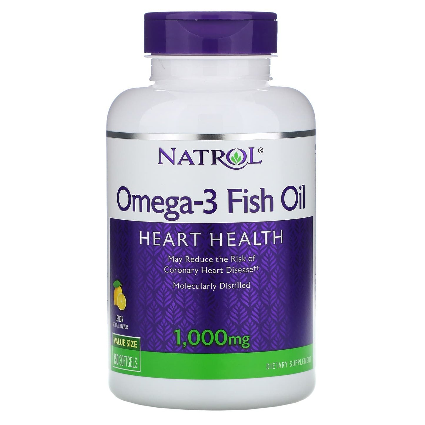 Natrol Omega 3 Fish Oil Natural Lemon Flavor - 1000 mg  x 150 soft gels