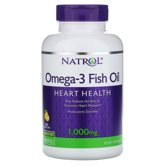 حبوب زيت السمك اوميغا 3 omega 3 fish oil بنكهة الليمون من Natrol 1000 مجم 150 قرص هلامي