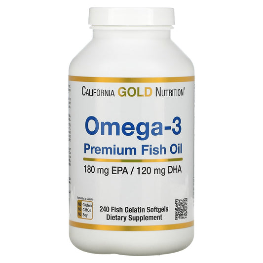 برشام اوميجا 3 لدعم صحة القلب والاوعية الدموية 240 كبسولة California gold nutrition, omega-3 premium fish oil, 240 fish gelatin softgels