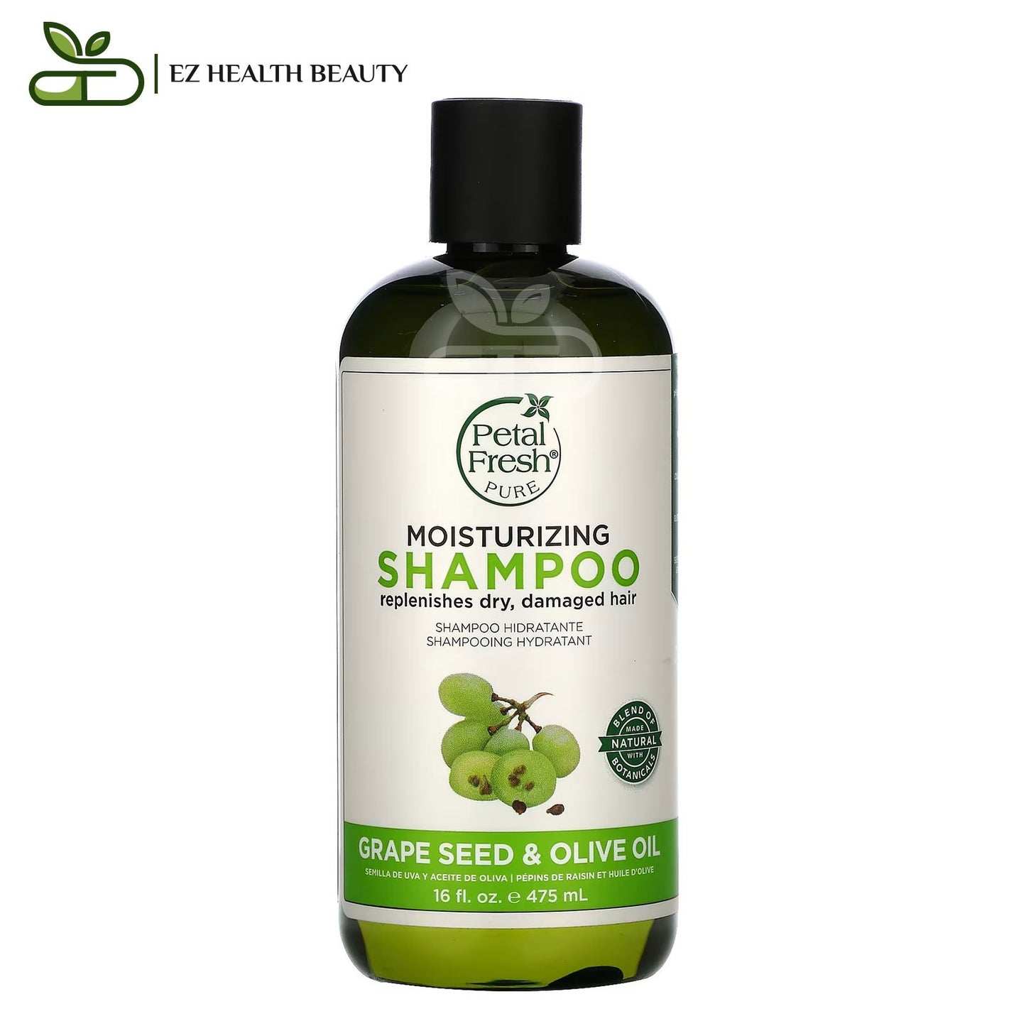 شامبو بذور العنب وزيت الزيتون لترطيب الشعر التالف والجاف 475 مل Moisturizing Shampoo Grape Seed &amp; Olive Oil Petal Fresh