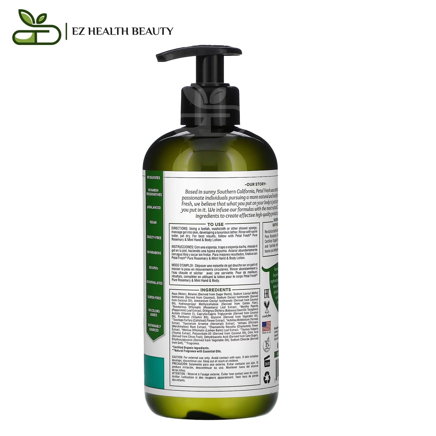 شاور جل بيتال فريش بالنعناع والروز ماري للاستحمام 475 مل Energizing Bath &amp; Shower Gel Rosemary &amp; Mint Petal Fresh