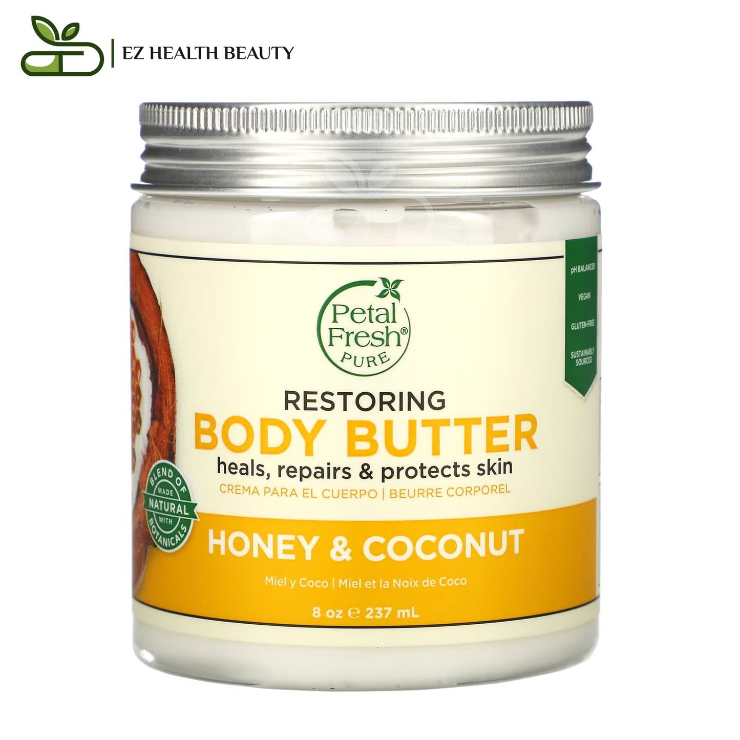 افضل زبدة للجسم بجوز الهند والعسل لعلاج البشرة وإصلاحها وحمايتها 237 مل Restoring Body Butter Petal Fresh