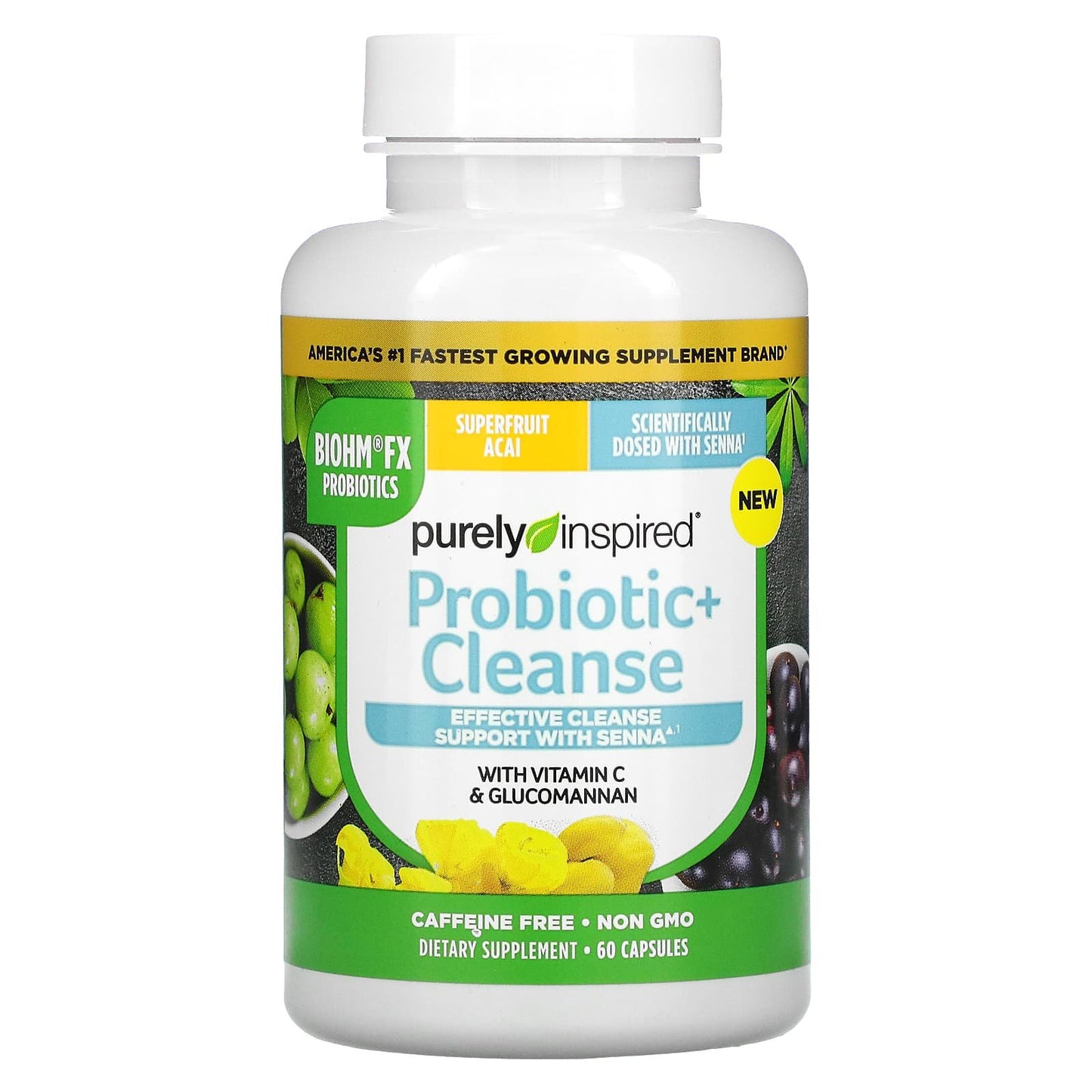 Purely inspired probiotic cleanse capsules effective cleanse support with senna - 60 capsules