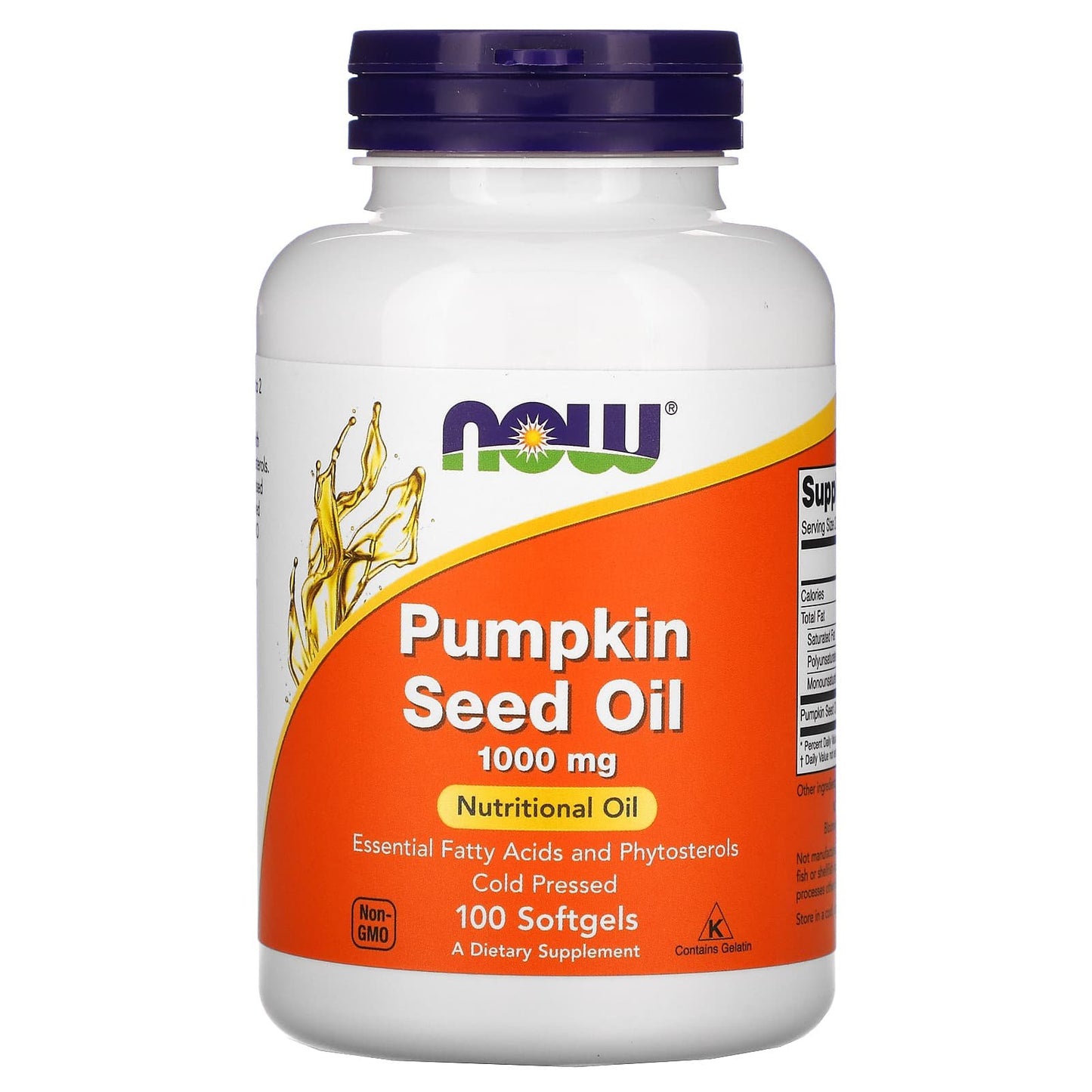 كبسولات زيت بذور اليقطين لدعم صحة البروستاتا 1000 مجم 100 كبسولة - pumpkin seed oil NOW FOODS