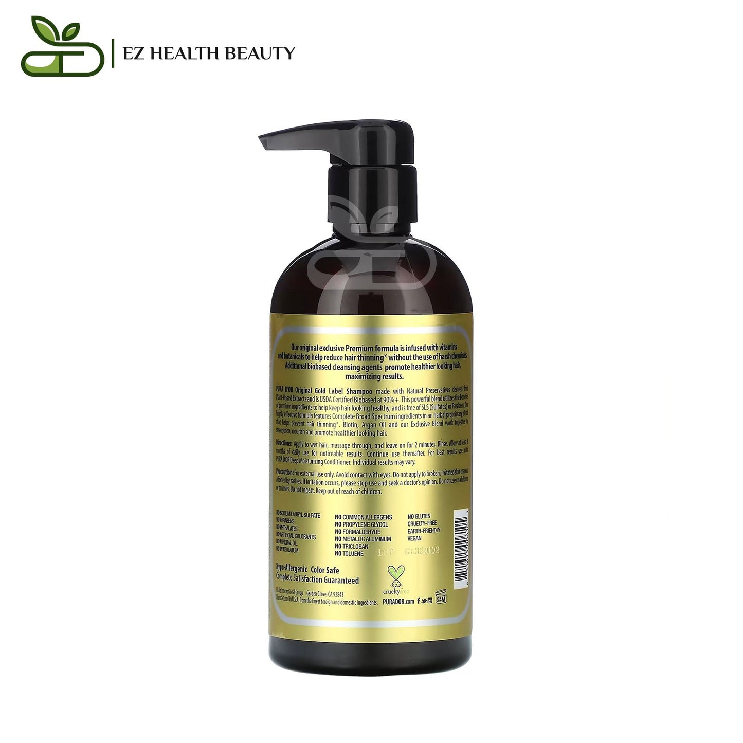 Anti-Hair Thinning Biotin Shampoo Pura D'or 16 fl oz (473 ml)