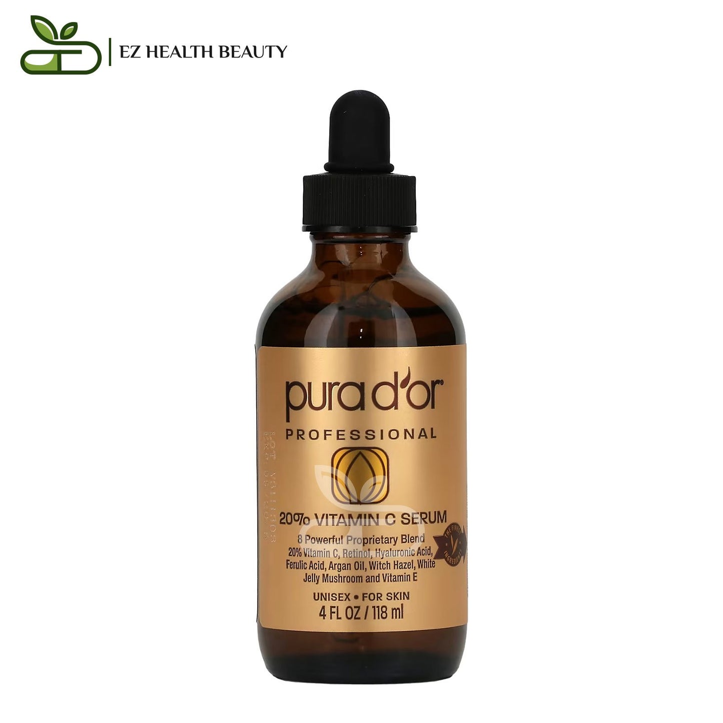 سيروم فيتامين سي 20% لنقاء البشرة وحيويتها 118 مل | Pura D'or, Professional 20% Vitamin C Serum