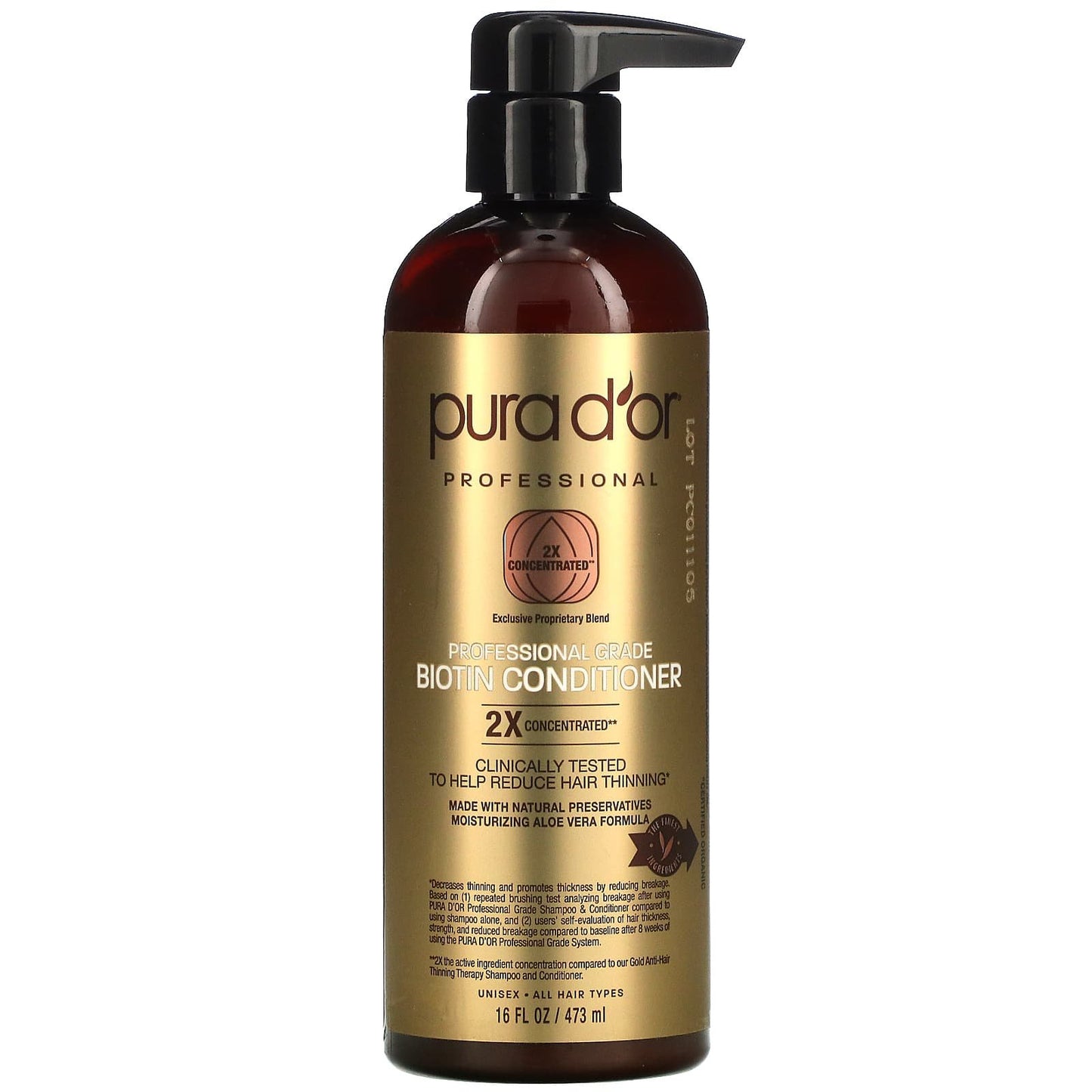 Pura D'or Professional Grade biotin hair conditioner for hair growth - 16 fl oz (473 ml)