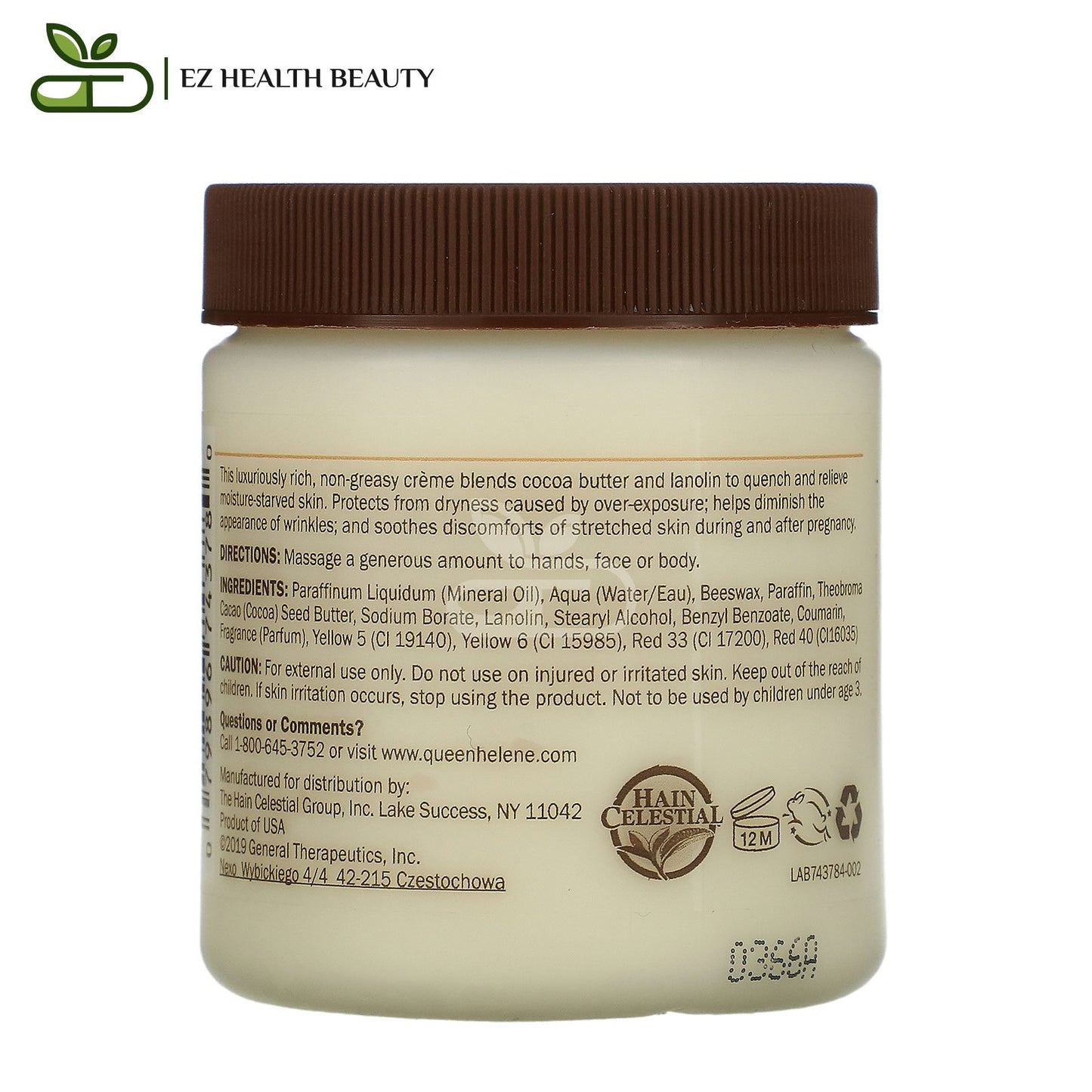 Cocoa Butter Face And Body Creme Moisturizing The Skin Queen Helene 4.8 oz (136 g)