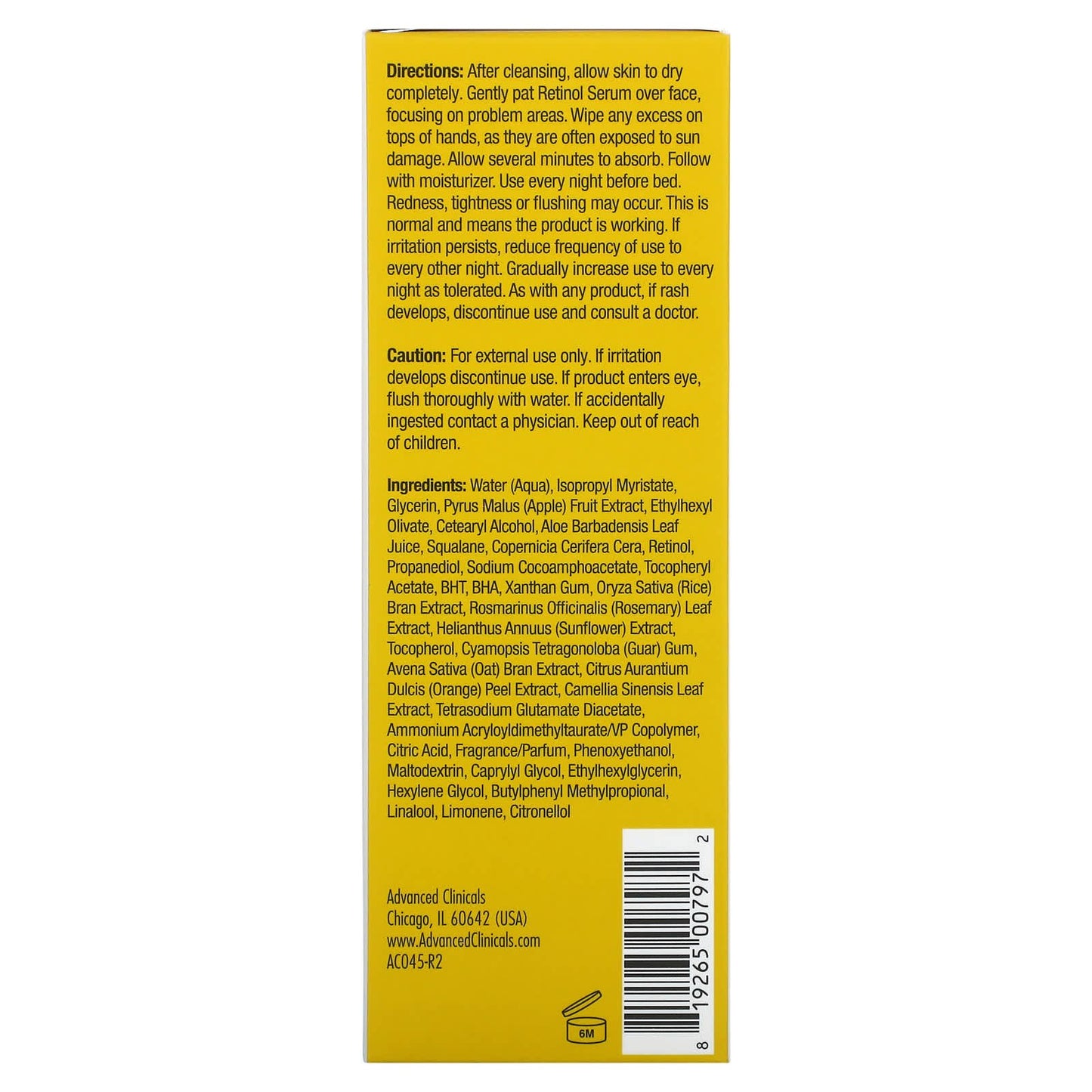 سيروم ريتينول للبشرة الدهنية أدفانسد كلينك للتخلص من التجاعيد والخطوط الدقيقة 52 مل - advanced clinicals retinol serum