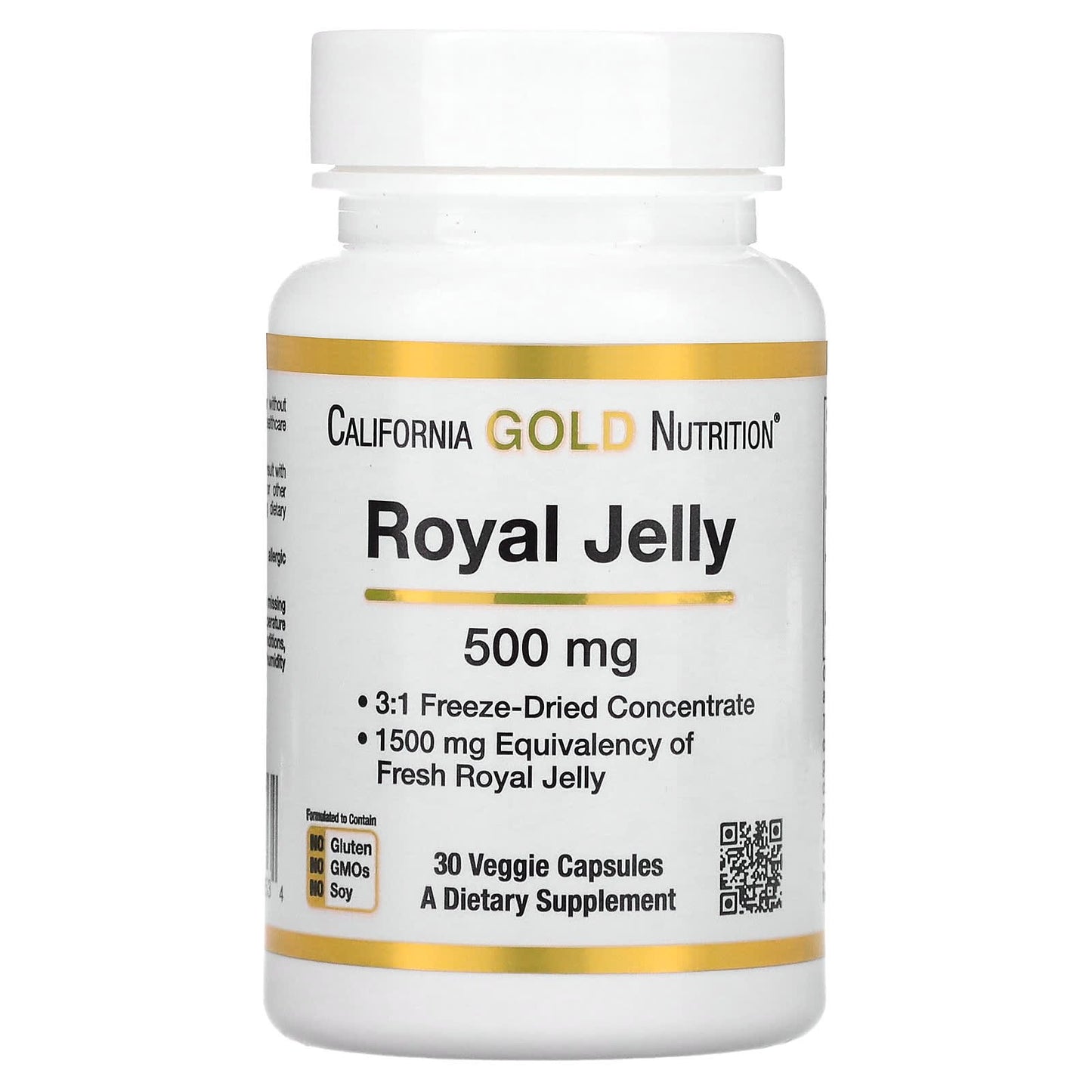 California gold nutrition royal jelly supplement concentrated &amp; Freeze Dried 500 mg - 30 veggie Caps