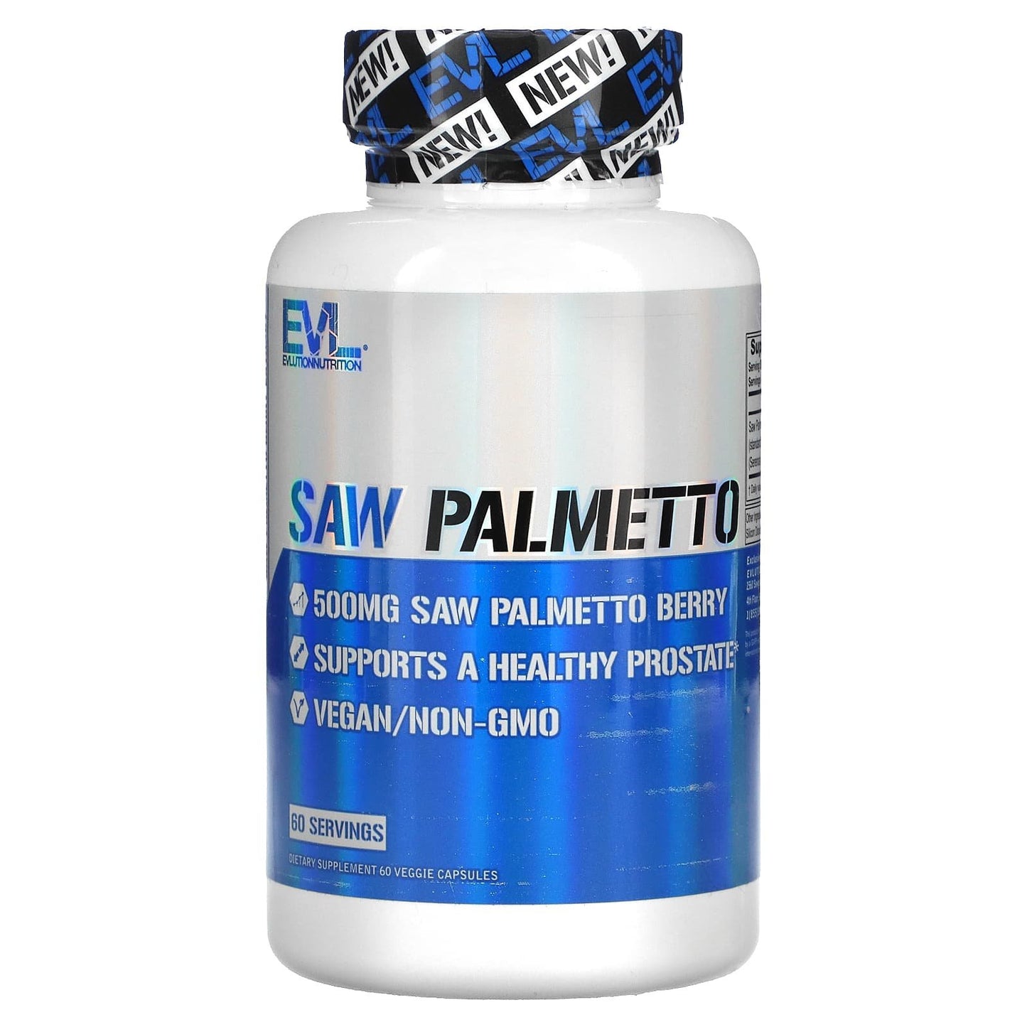 حبوب saw palmetto للبروستاتا 60 قرص نباتي 500 مجم  EVLution Nutrition