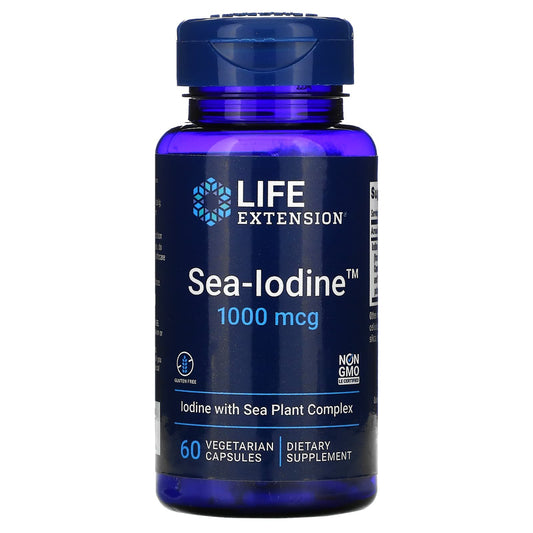 كبسولات اليود البحري لايف إكستانشن لتحسين صحة الغدة الدرقية Sea Iodine Life Extension 1000 مكجم 60 كبسولة