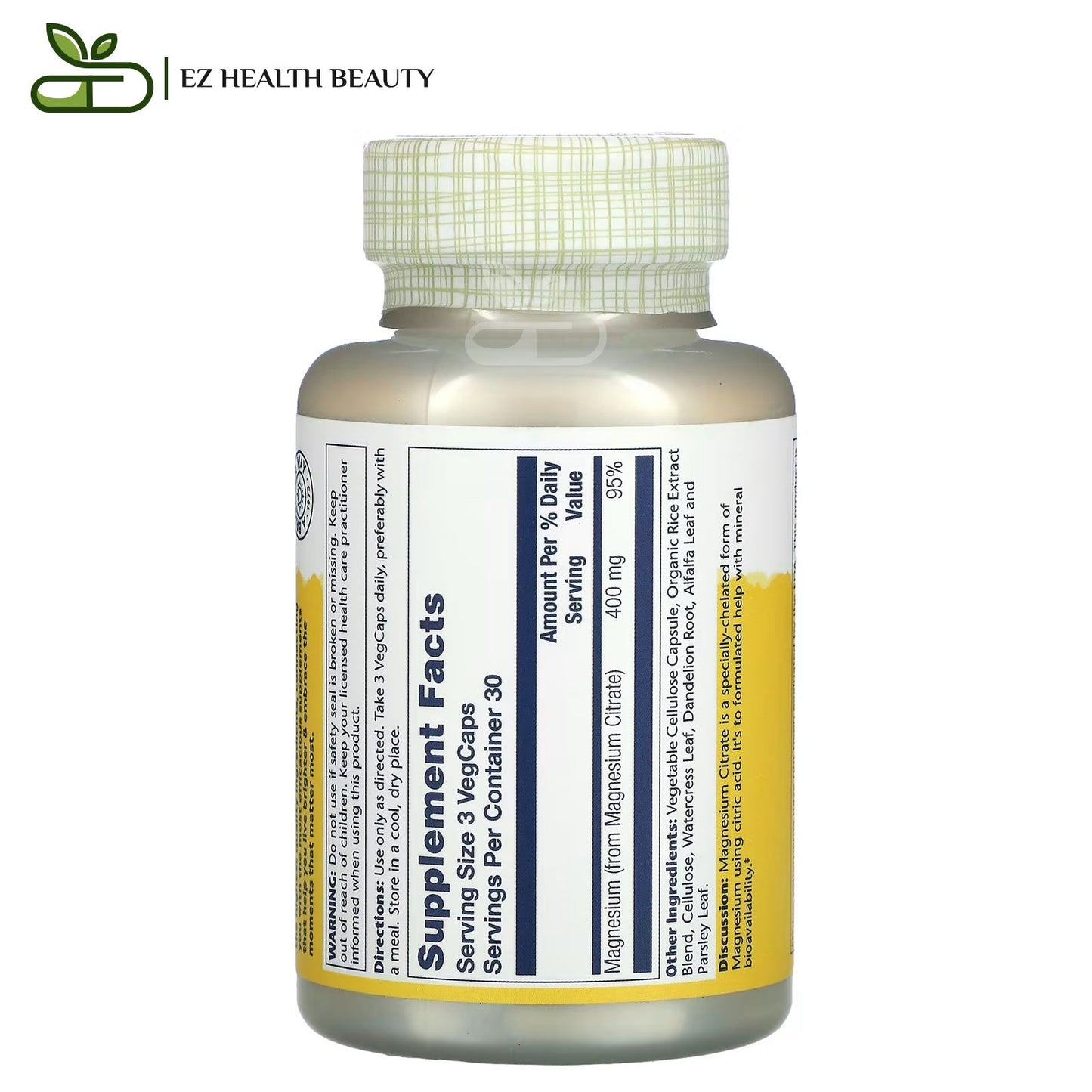 حبوب مغنيسيوم سترات لتقوية العظام والعضلات 133 مجم 90 قرص - Solaray, Magnesium Citrate, 133 mg, 90 Capsules