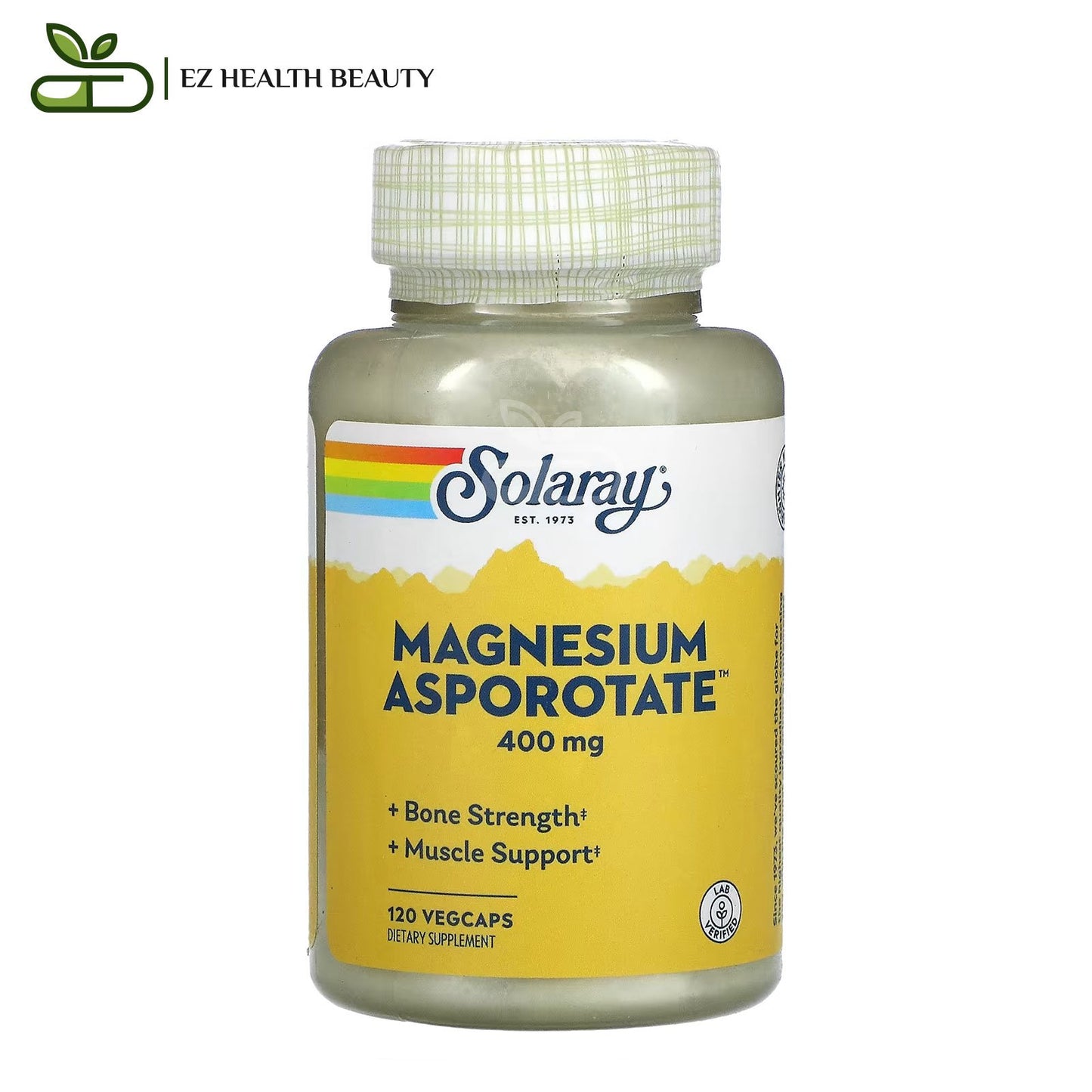 Solaray magnesium asporotate for bone and muscles health - 120 veg capsules