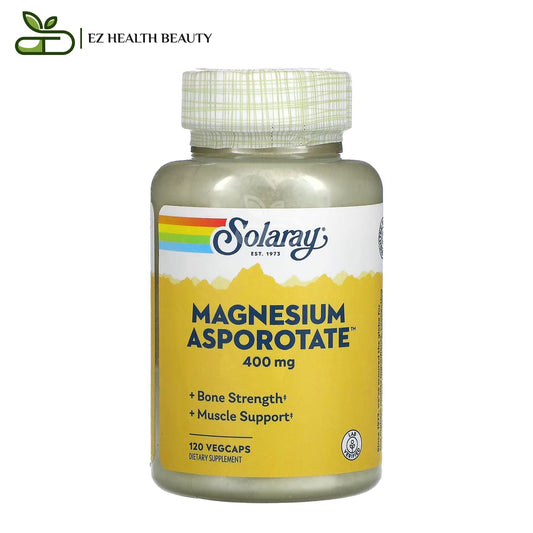 Solaray magnesium asporotate for bone and muscles health - 120 veg capsules