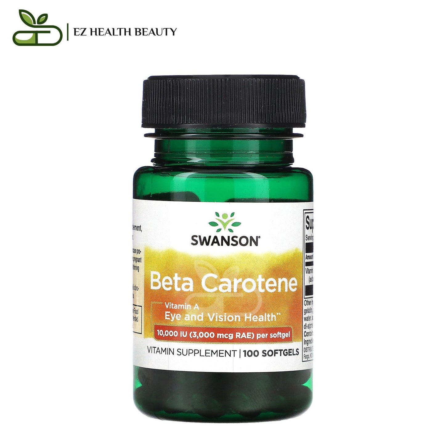 كبسولات بيتا كاروتين من سوانسون للحصول على بشرة صحية ونضرة | Swanson Beta Carotene, 10,000 IU, 100 Softgels