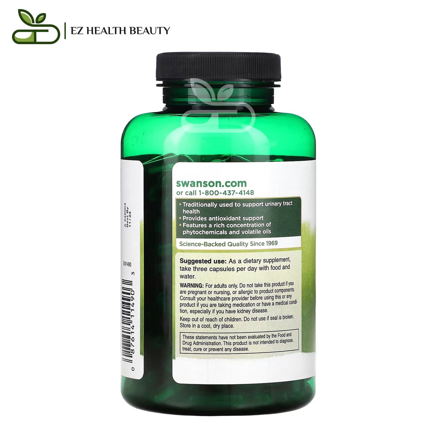 حبوب بذور الكرفس لتحسين الصحة العامة 180 كبسولة Swanson Celery Seed Maximum Strength 500 mg