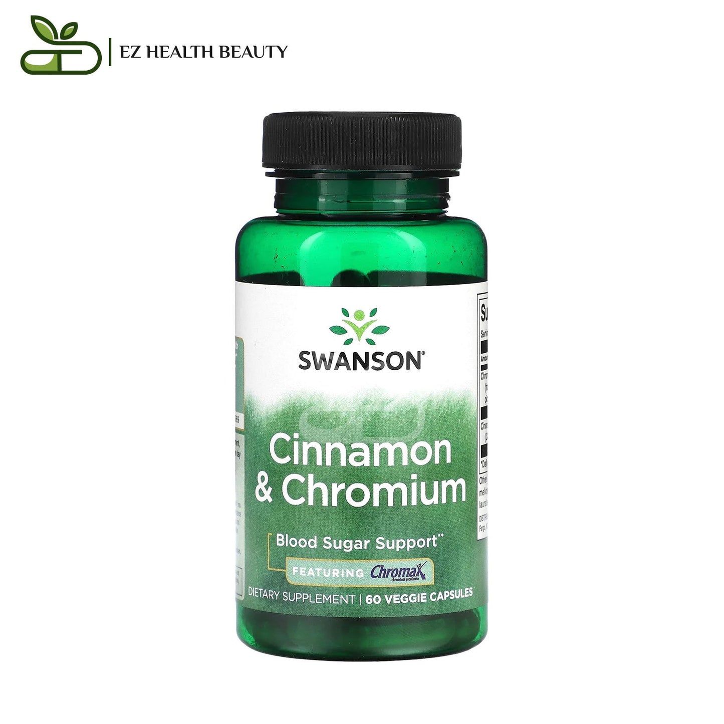 كبسولات القرفة والكروم للتنحيف وتعزيز عملية الأيض تركيز 2000 ملجم عدد 120 قرص – Swanson, Cinnamon &amp; Chromium, 60 Veggie Capsules