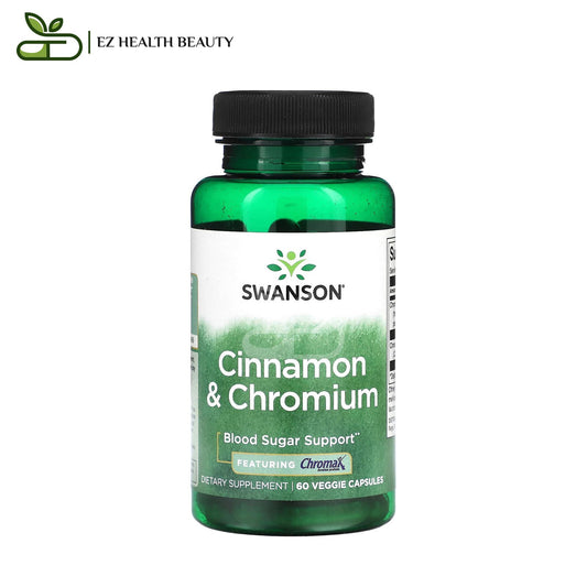 كبسولات القرفة والكروم للتنحيف وتعزيز عملية الأيض تركيز 2000 ملجم عدد 120 قرص – Swanson, Cinnamon &amp; Chromium, 60 Veggie Capsules