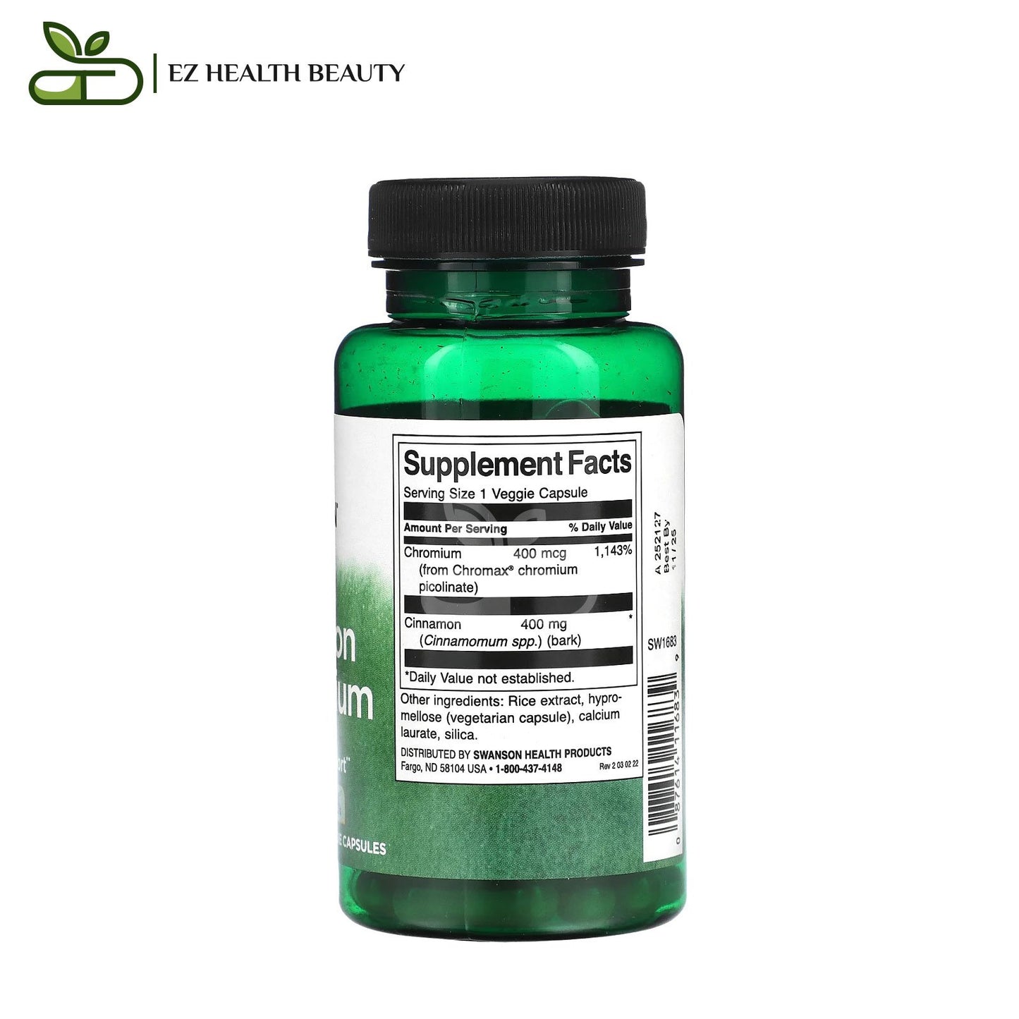 Swanson Cinnamon & Chromium, 60 Veggie Capsules for slimming and enhancing metabolism