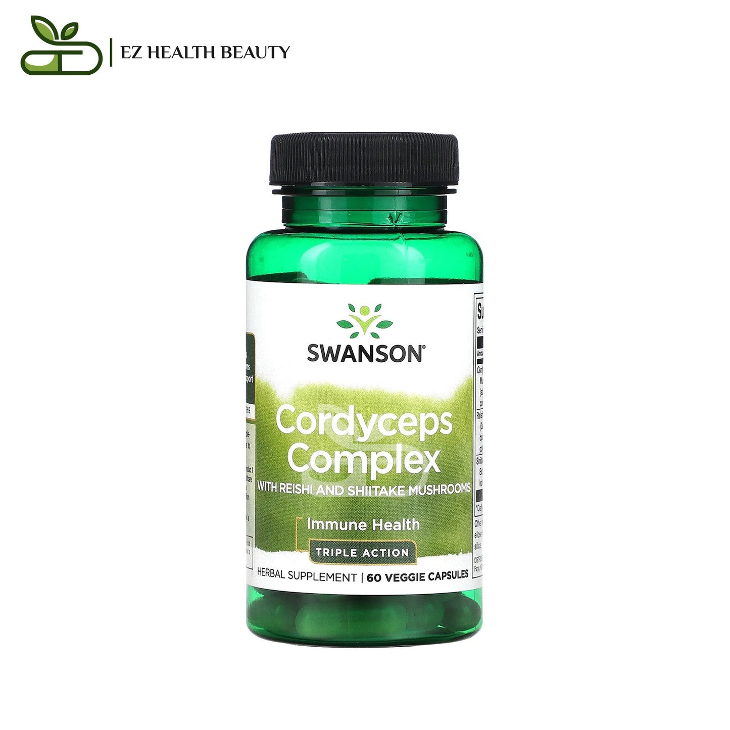 كبسولات مركب كورديسيبس مع فطر الريشي والشيتاكي لدعم المناعة 60 كبسولة Cordyceps Complex with Reishi and Shiitake Mushrooms Swanson