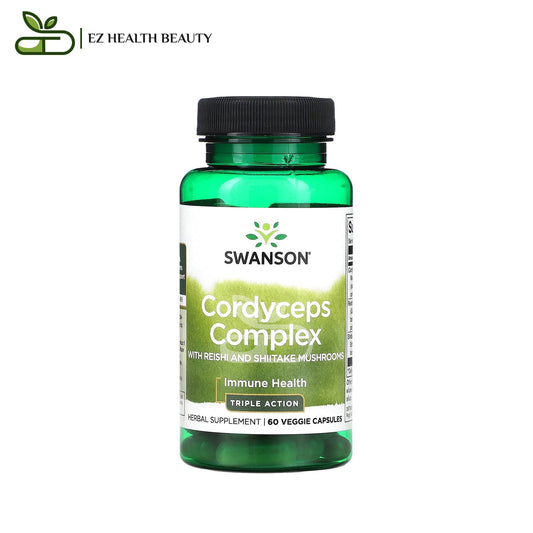 كبسولات مركب كورديسيبس مع فطر الريشي والشيتاكي لدعم المناعة 60 كبسولة Cordyceps Complex with Reishi and Shiitake Mushrooms Swanson