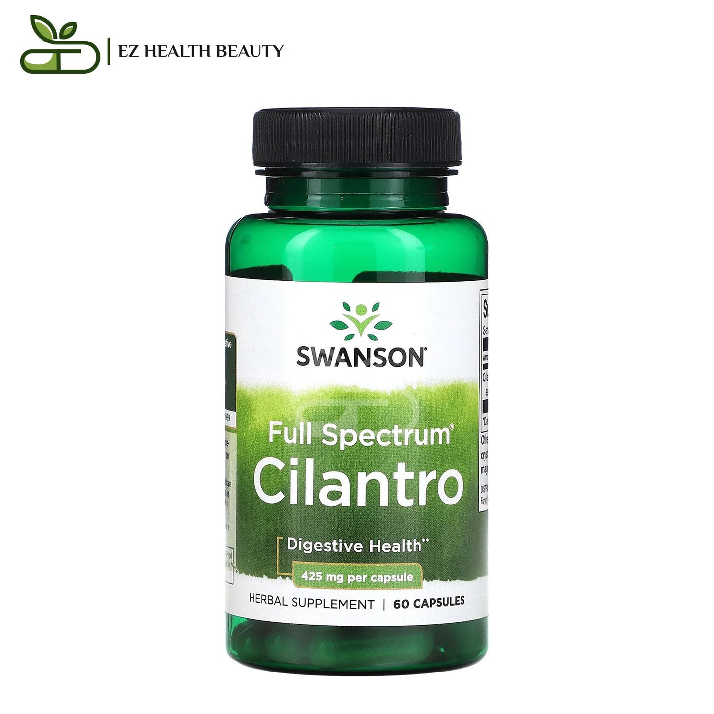 Full Spectrum Cilantro Supplement For Digestive Health Swanson 425 mg 60 Capsules