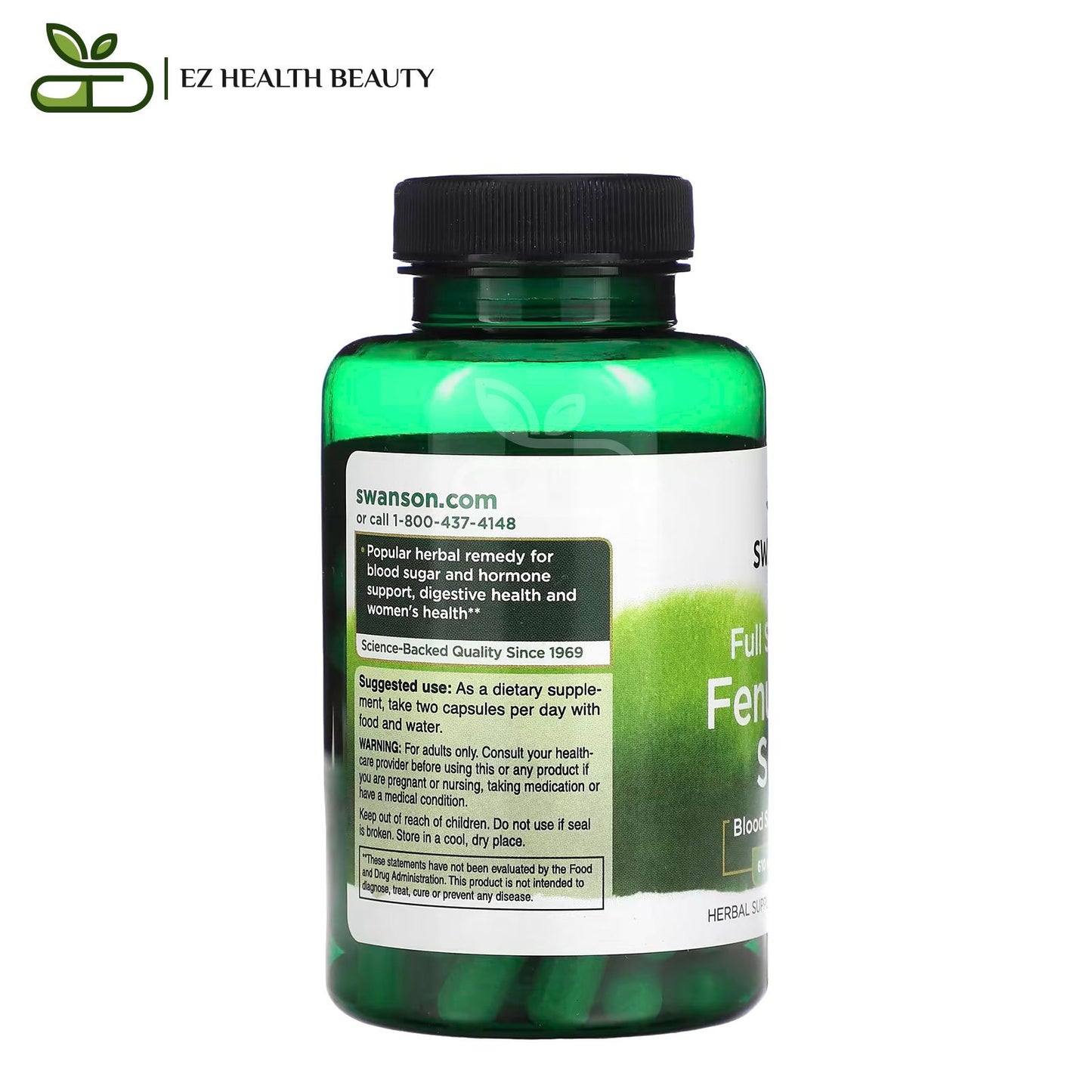 كبسولات الحلبة سوانسون 610 مجم 90 كبسولة لتحسين الصحة العامة | Swanson Full Spectrum Fenugreek Seed