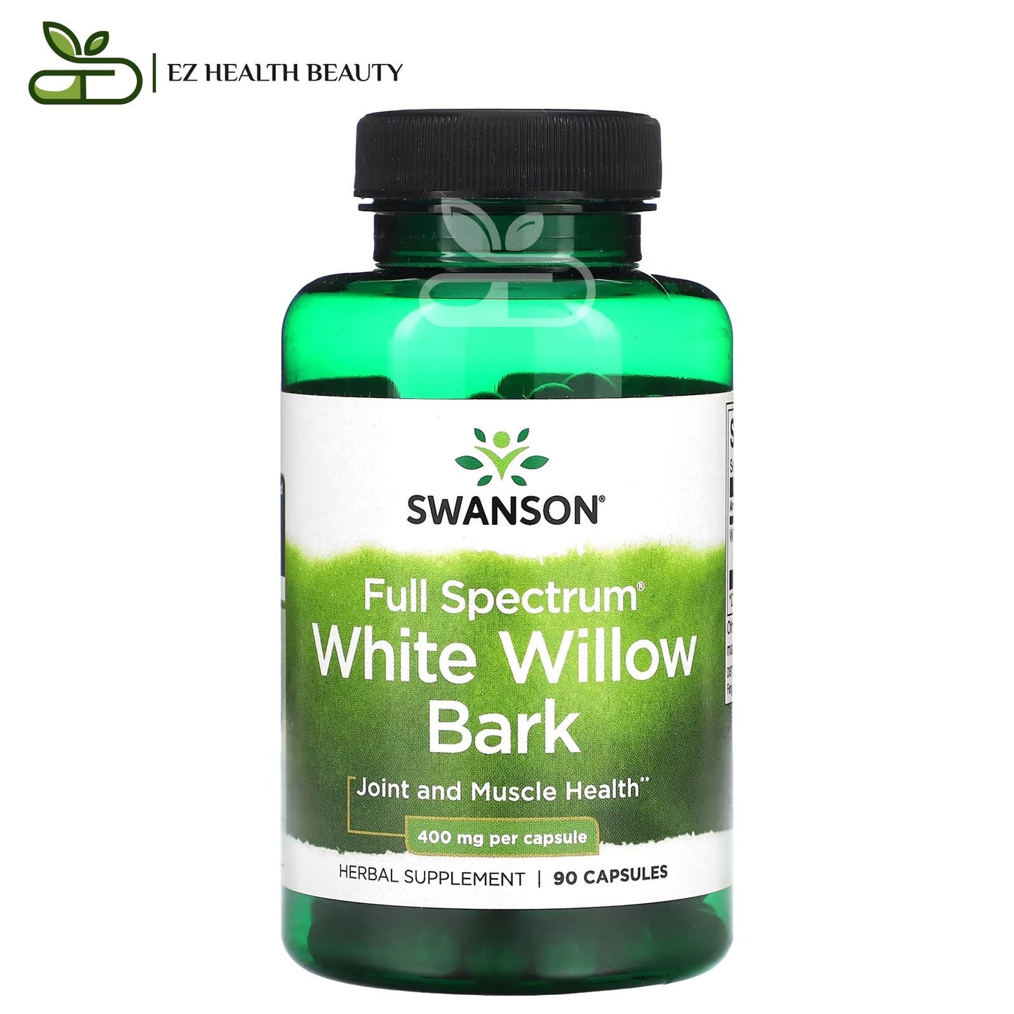 كبسولات لحاء الصفصاف لدعم صحة المفاصل والعضلات 90 كبسولة Swanson Full Spectrum White Willow Bark 400 mg