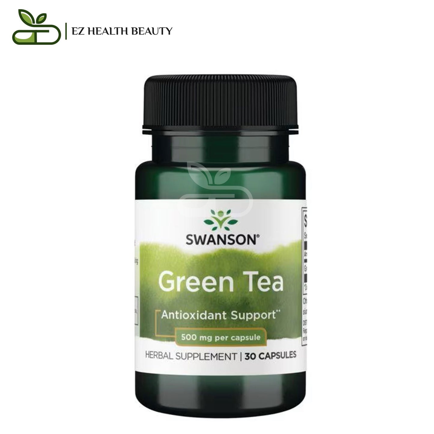 Swanson Green Tea 500 mg, 30 Capsules promotes a healthy heart