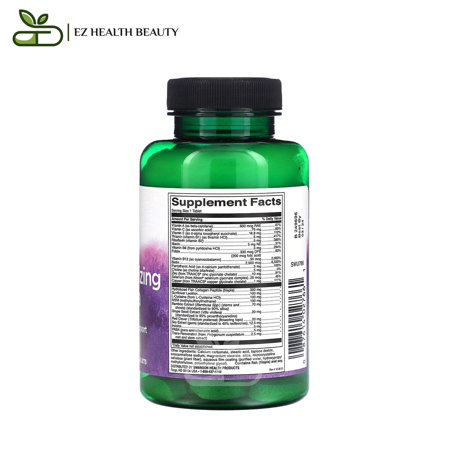 hair revitalizing formula Hair, Skin and Nail support Swanson 60 Tablet