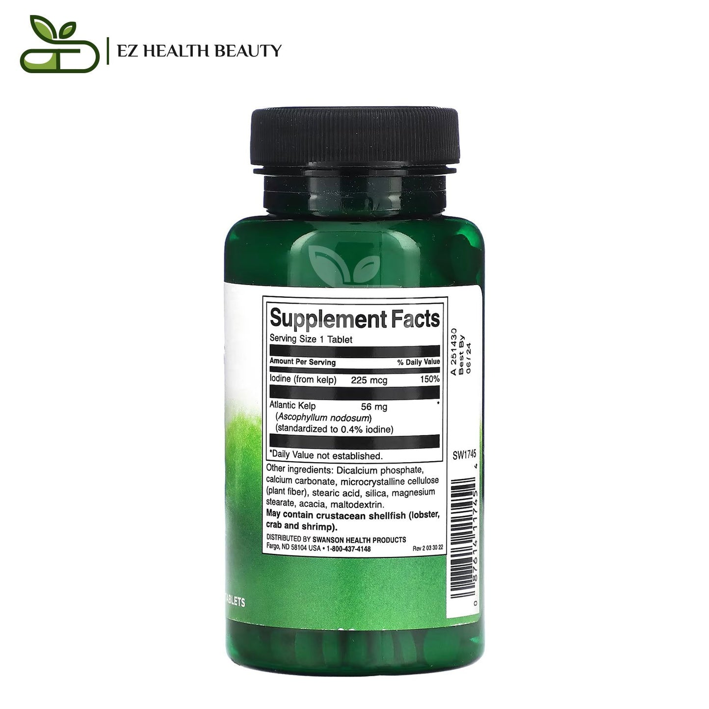 Swanson Kelp, 250 Tablets to improve the functions of the thyroid gland