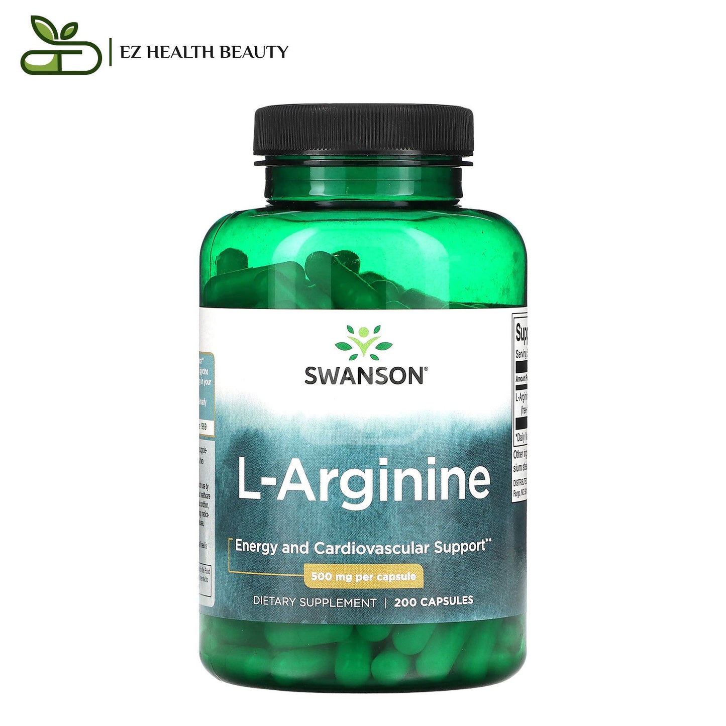 Best L Arginine For Energy And CardioVascular Support Swanson 500 mg 200 Capsules