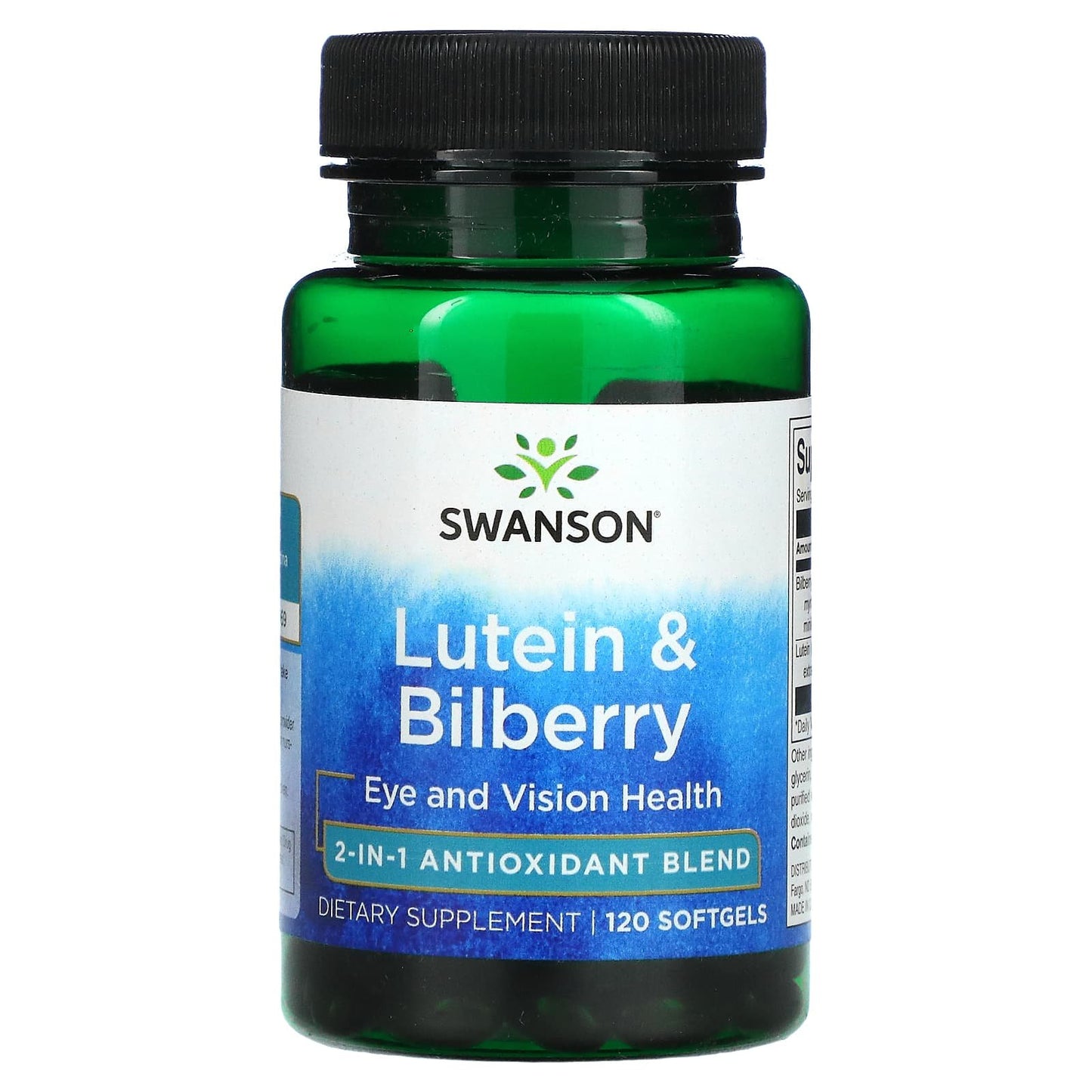 كبسولات اللوتين والتوت لتعزيز صحة العين Swanson lutein and bilberry capsules عدد 120 كبسولة