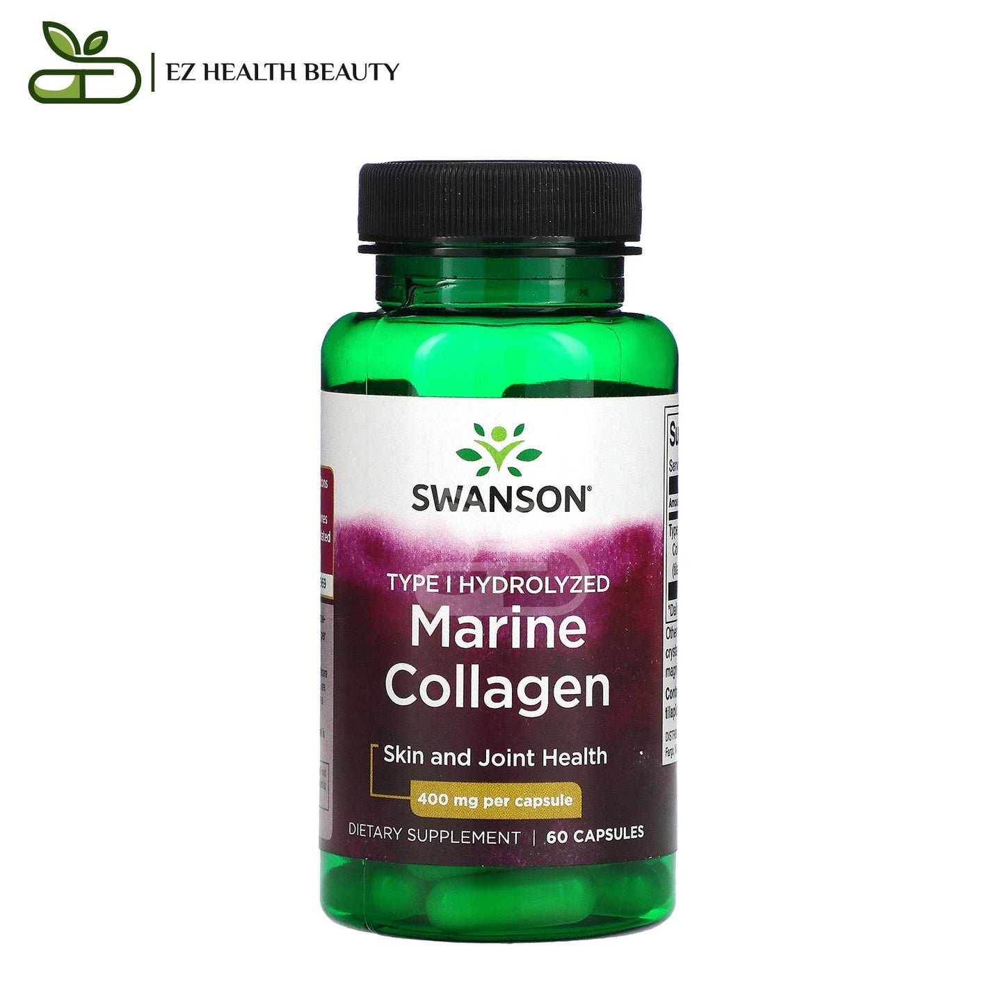 Marine Collagen Capsules For Skin and Joint Health Swanson 400 Mg 60 Capsules