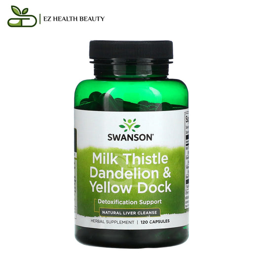 ميلك ثيستل الهندباء والحوض الاصفر للكبد وإزالة السموم 120 كبسولة Milk Thistle Dandelion &amp; Yellow Dock Swanson