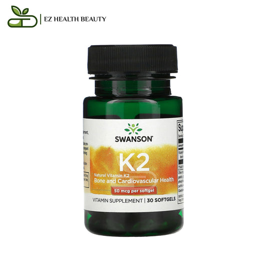 Natural Vitamin K2 For Bone and Cardiovascular Health Swanson 50 mcg 30 Softgels