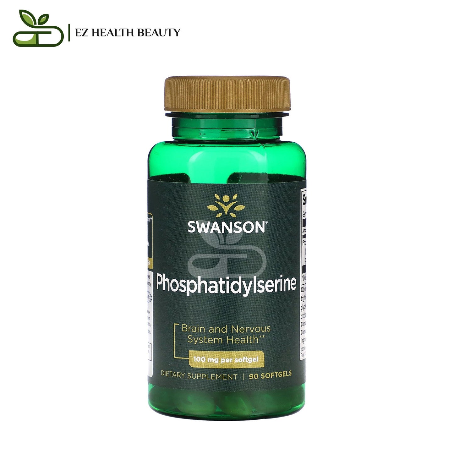 Phosphatidylserine Softgels For Brain and Nervous System Health Swanson 100 mg 90 Softgels