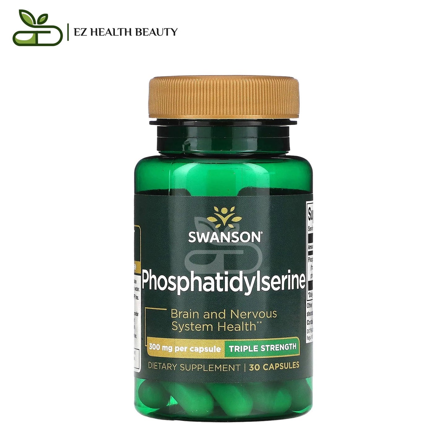 فوسفاتيديل سيرين لصحة الدماغ والجهاز العصبي 300 مجم 30 كبسولة Phosphatidylserine Capsules Swanson