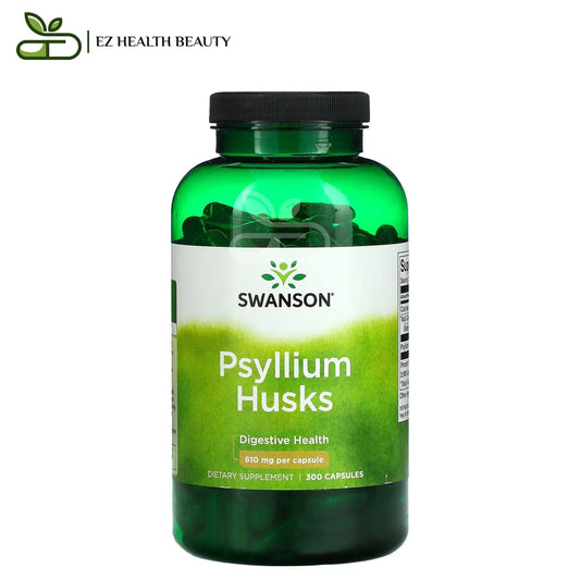 كبسولات بيسليوم لصحة الجهاز الهضمي 610 مجم 300 كبسولة Psyllium Husks Capsules Swanson